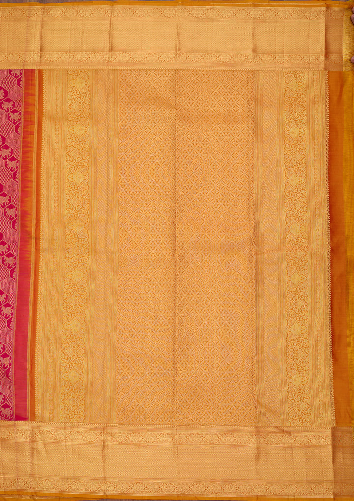 Rani Pink Silk Checks Saree With Matching Blouse Piece
