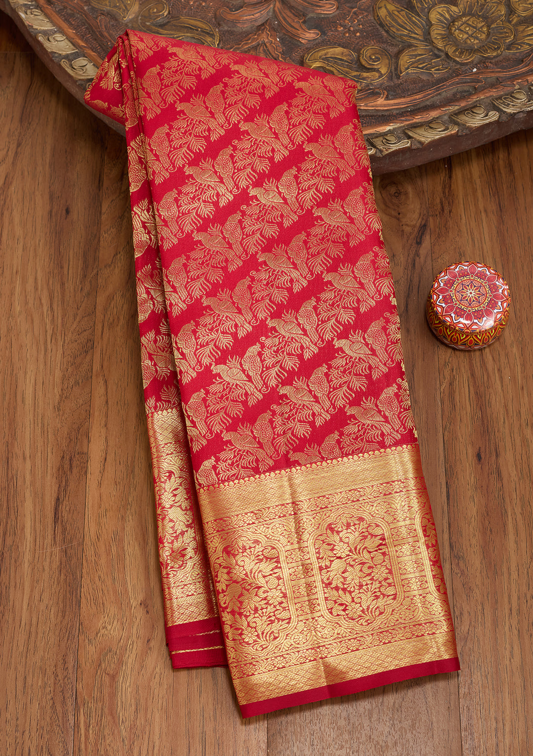 Maroon Dharmavaram Pure Silk Saree