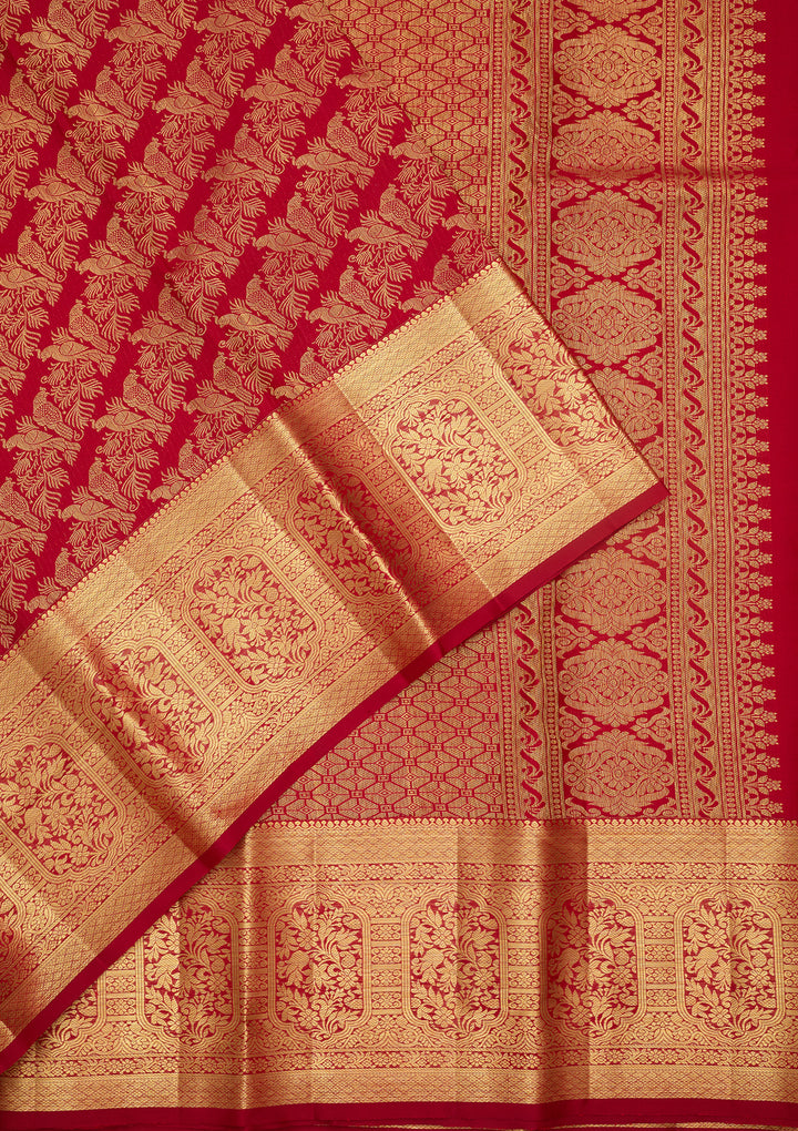 Maroon Dharmavaram Pure Silk Saree