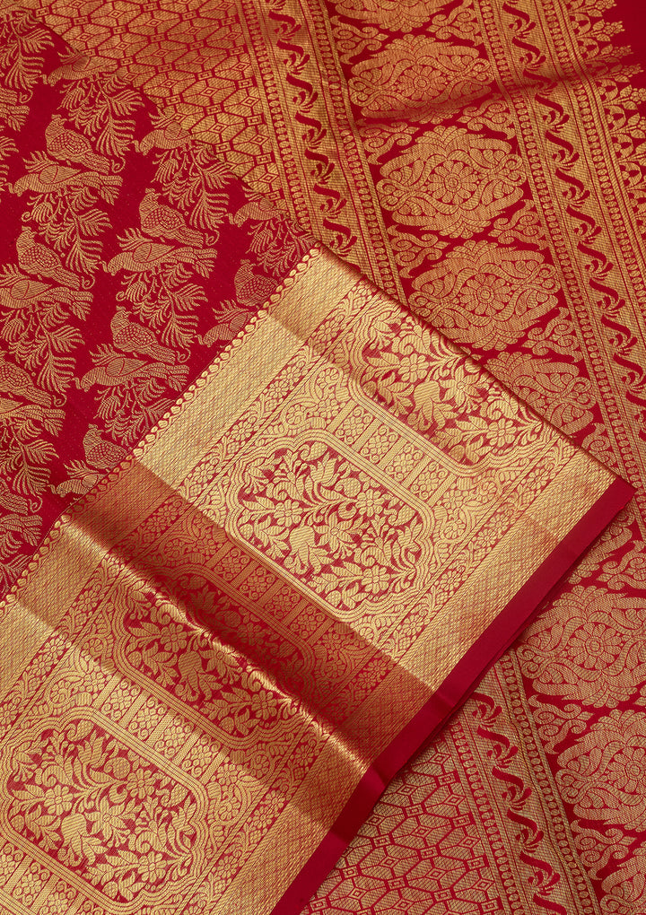 Maroon Dharmavaram Pure Silk Saree