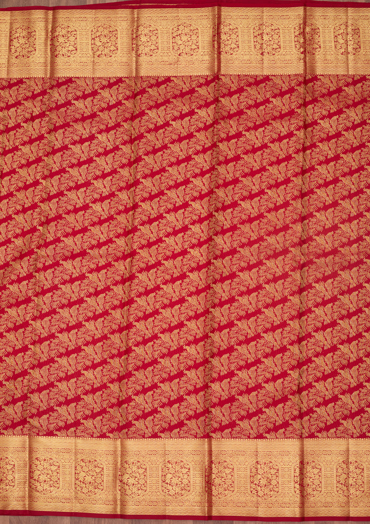 Maroon Dharmavaram Pure Silk Saree