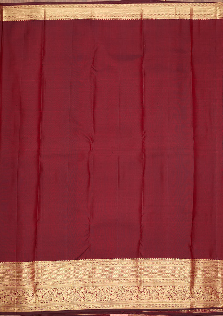 Maroon Silk Jaal Saree With Matching Blouse Piece