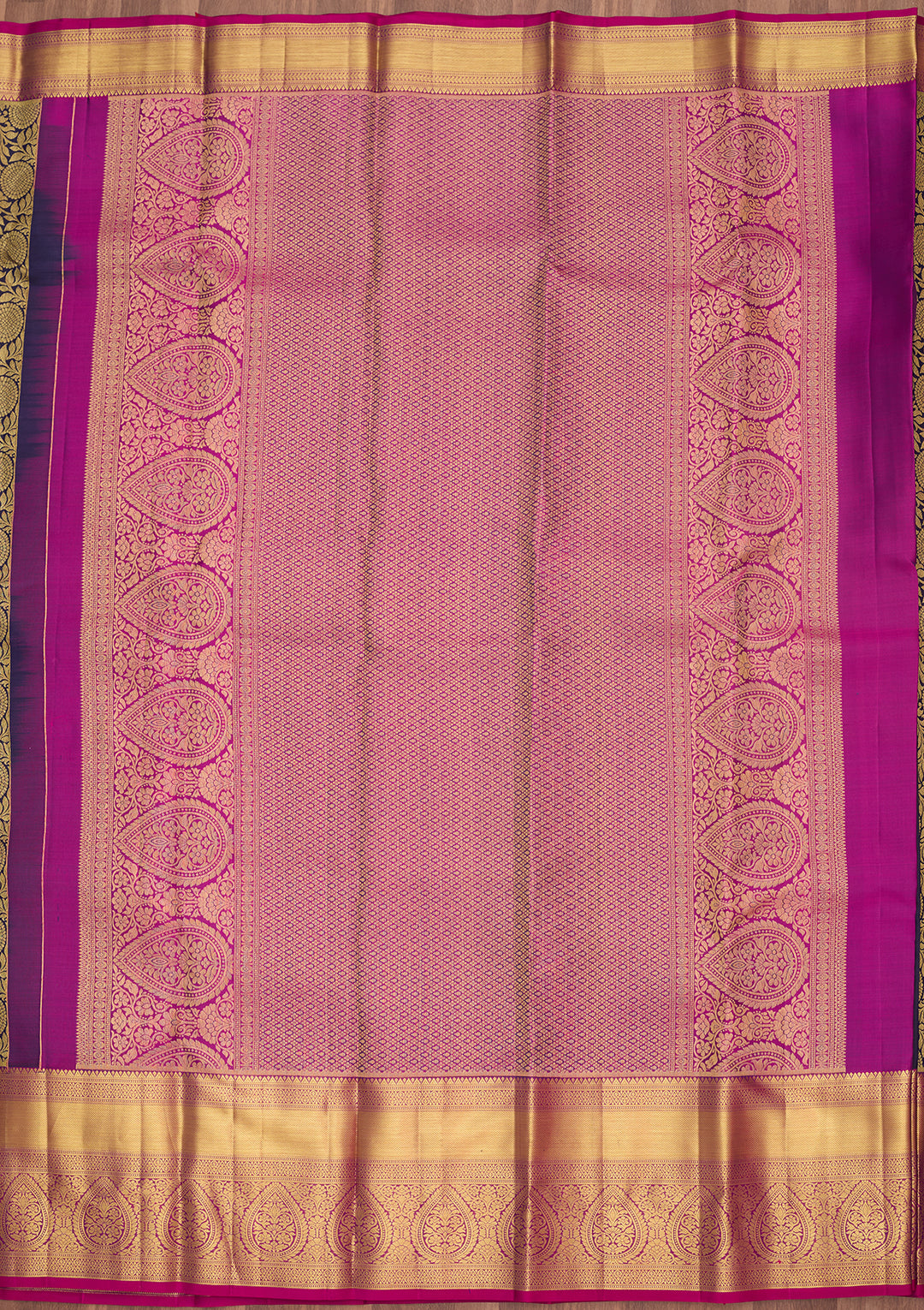 Navy Blue Silk Jaal Saree With Matching Blouse Piece