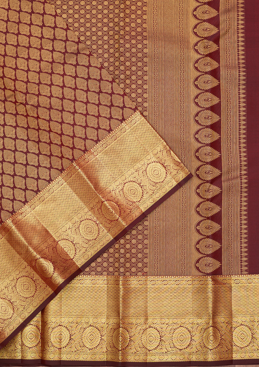 Maroon Silk Jaal Saree With Matching Blouse Piece