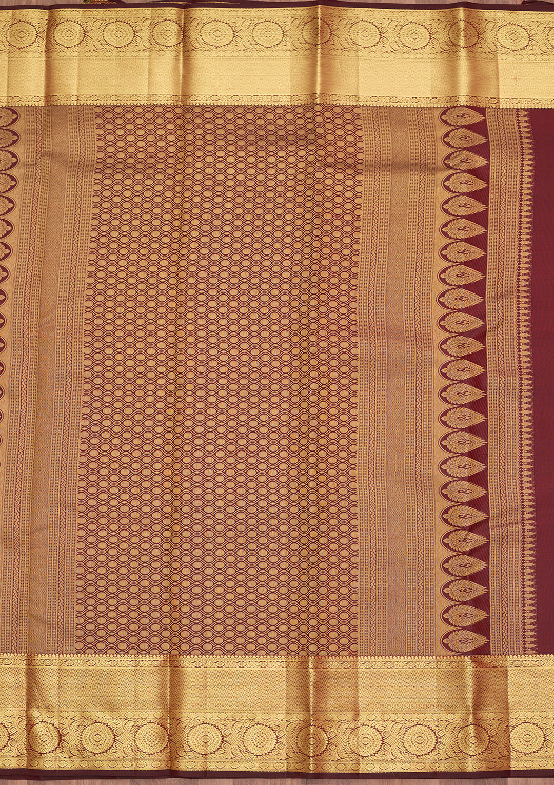 Maroon Silk Jaal Saree With Matching Blouse Piece
