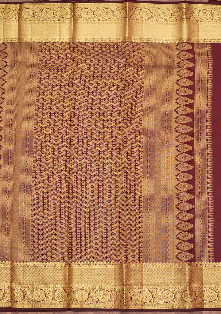 Maroon Silk Jaal Saree With Matching Blouse Piece