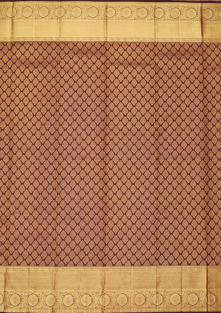 Maroon Silk Jaal Saree With Matching Blouse Piece
