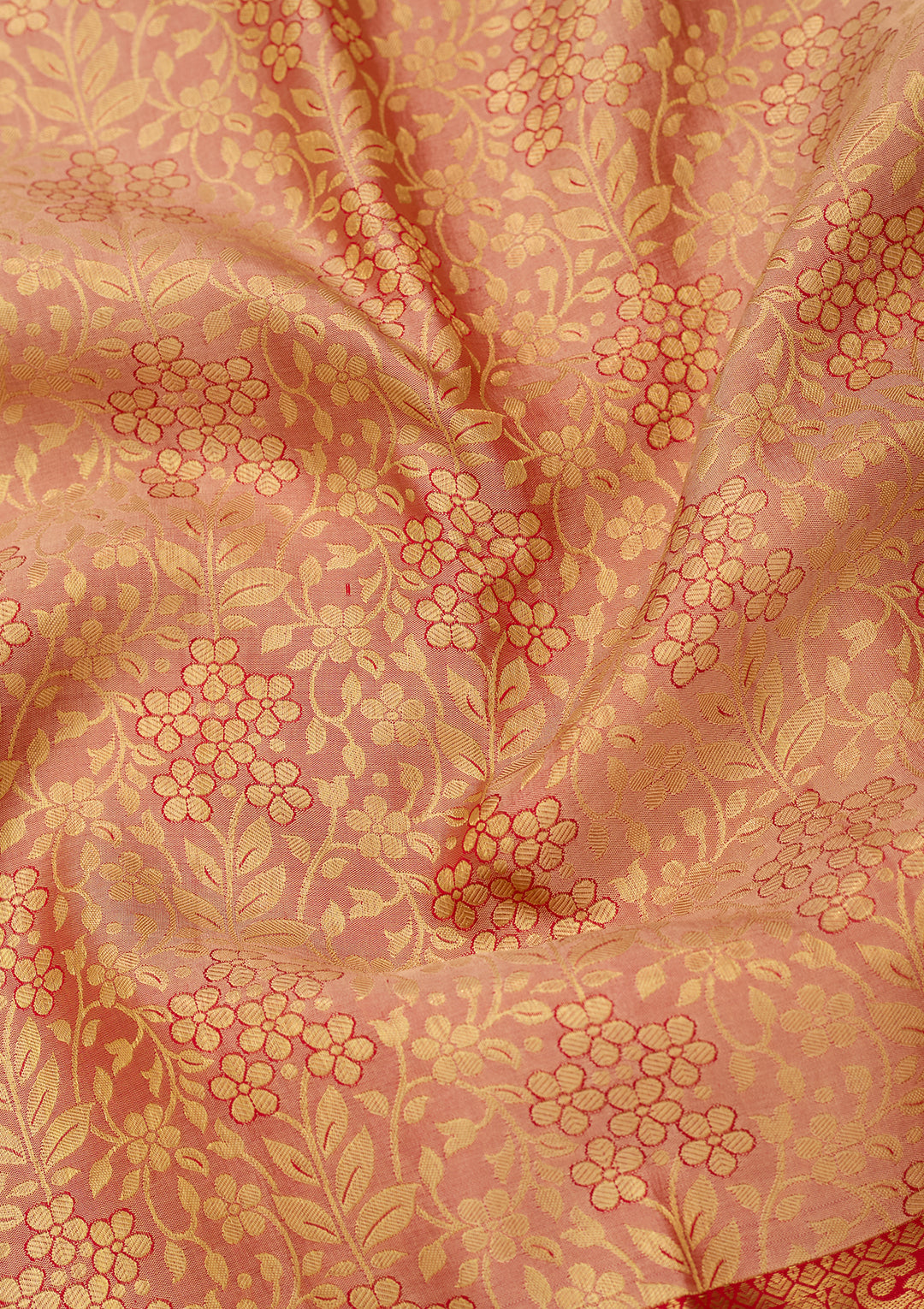 Peach Silk Jaal Saree With Matching Blouse Piece