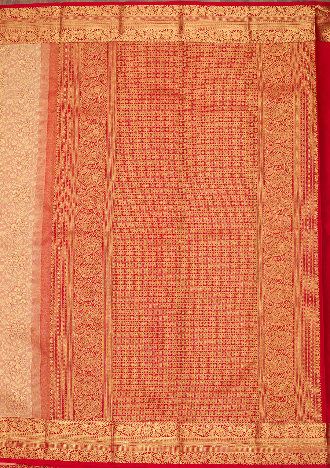 Peach Silk Jaal Saree With Matching Blouse Piece