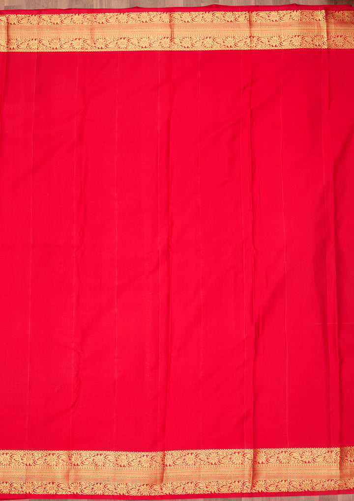 Peach Silk Jaal Saree With Matching Blouse Piece