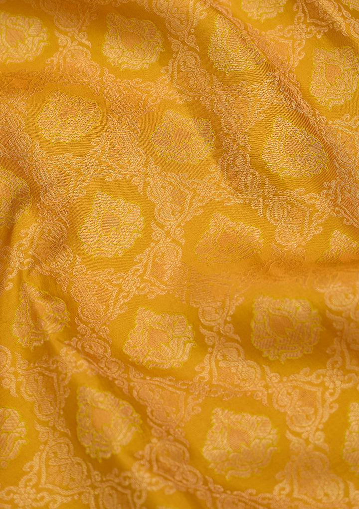 Mustard Dharmavaram Pure Silk Saree