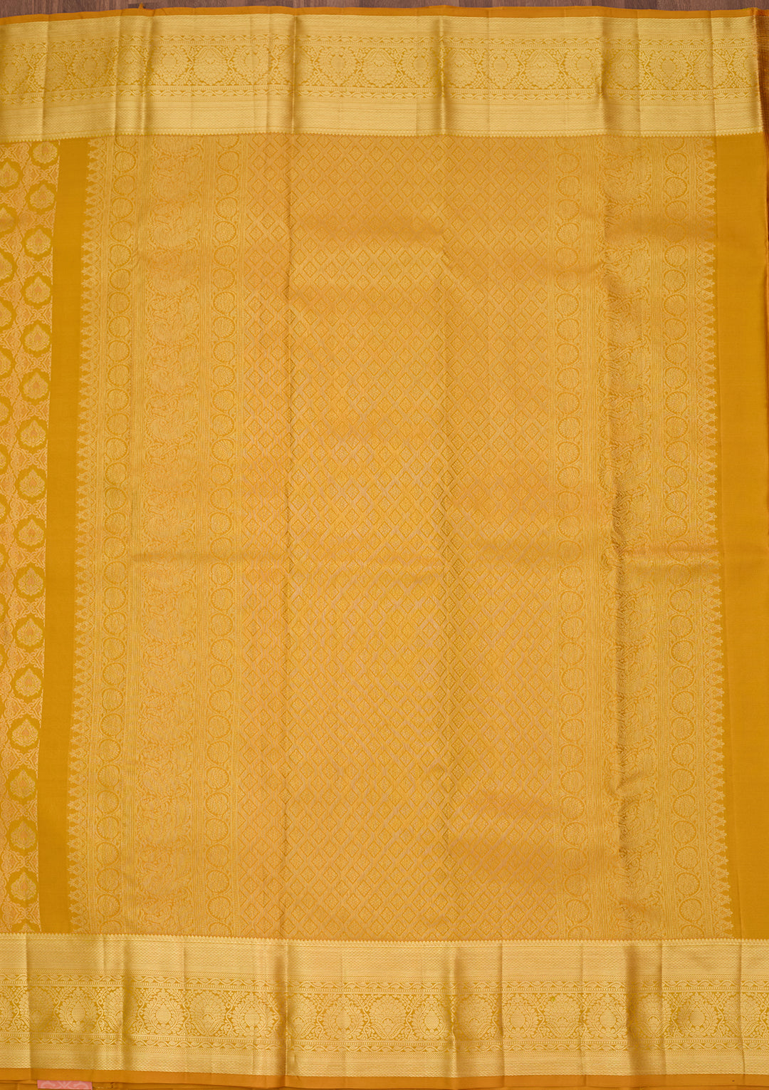 Mustard Dharmavaram Pure Silk Saree