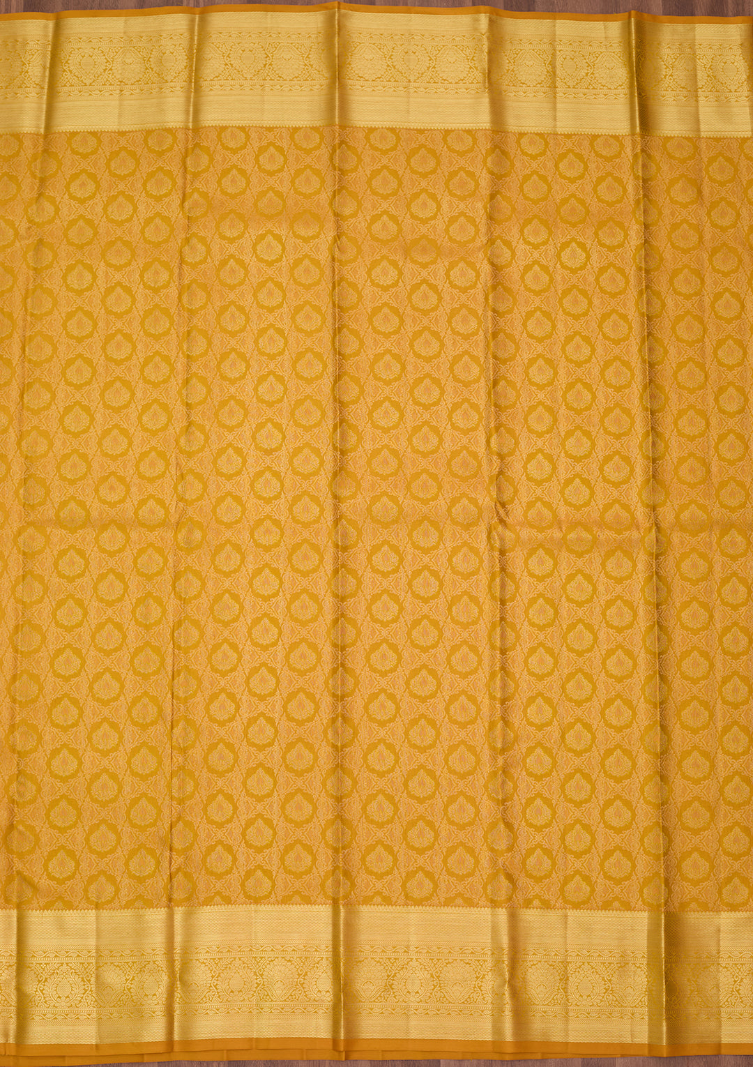 Mustard Dharmavaram Pure Silk Saree