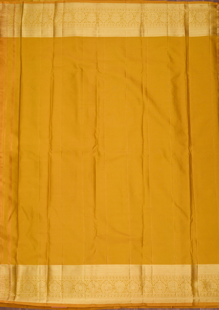 Mustard Dharmavaram Pure Silk Saree
