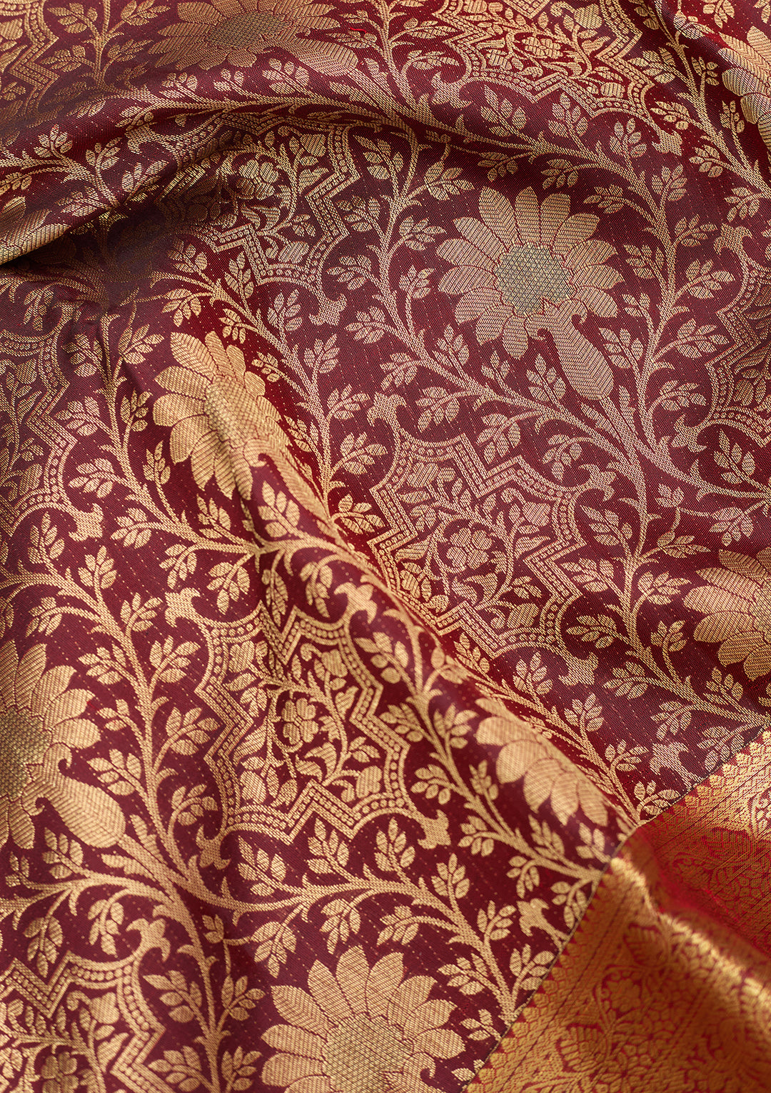 Maroon Dharmavaram Pure Silk Saree