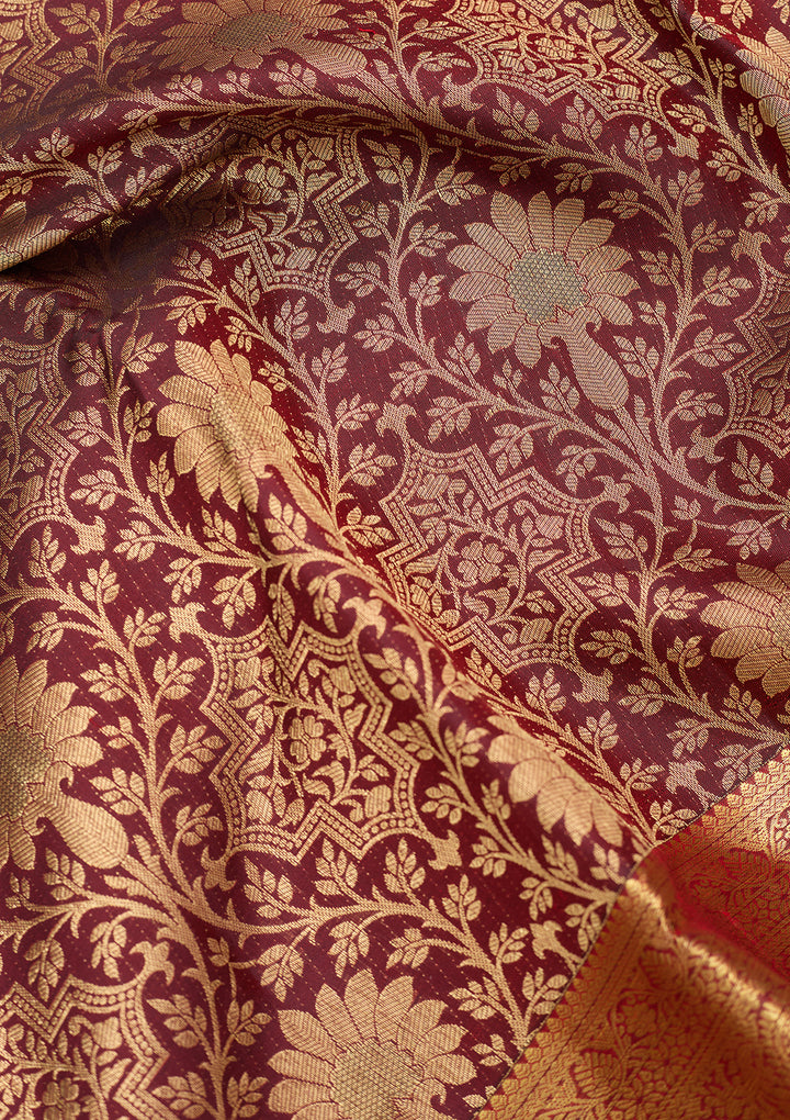 Maroon Dharmavaram Pure Silk Saree