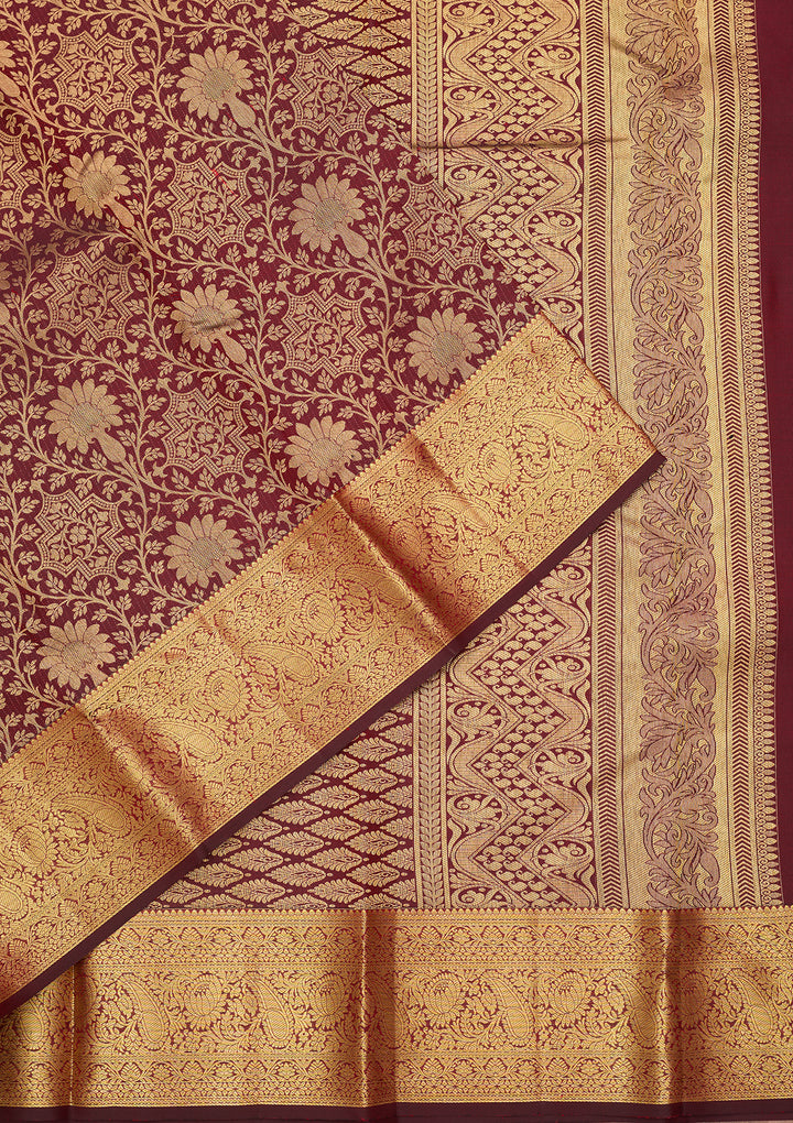 Maroon Dharmavaram Pure Silk Saree