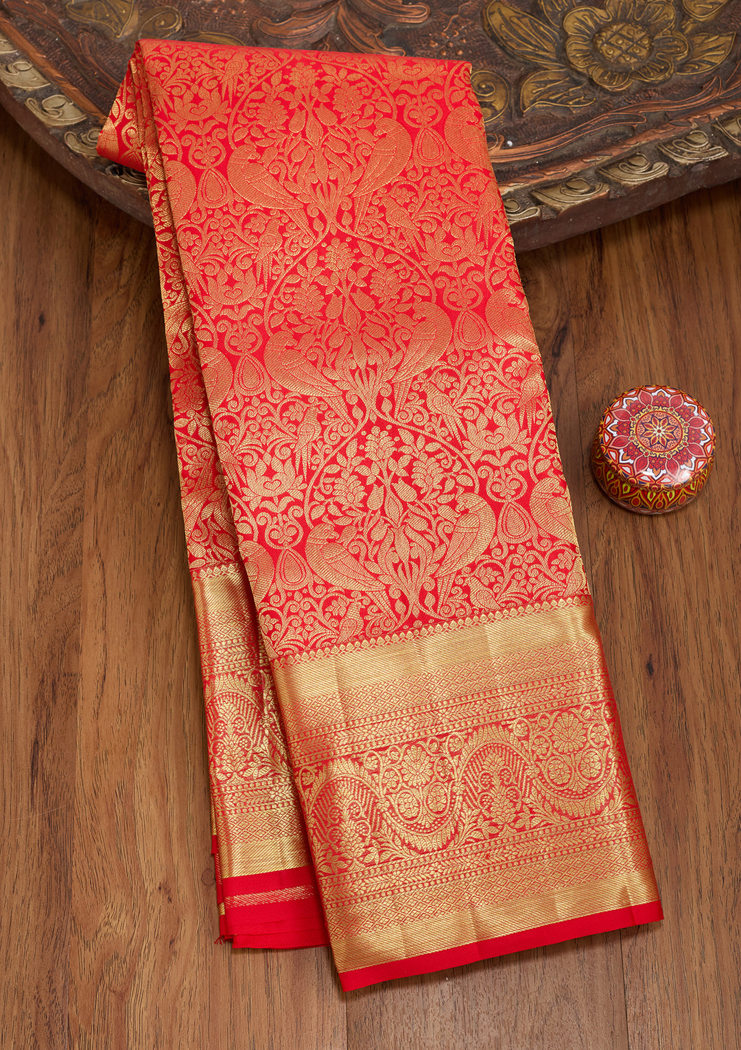 Red Dharmavaram Pure Silk Saree