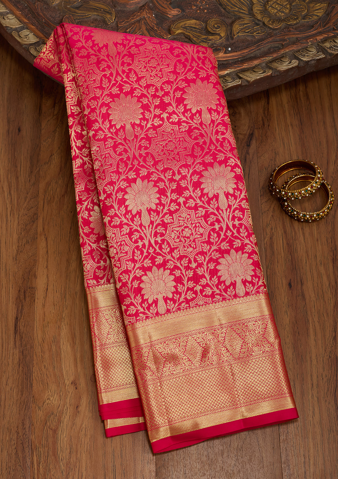 Rani Pink Dharmavaram Pure Silk Saree