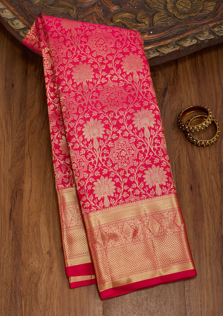 Rani Pink Dharmavaram Pure Silk Saree
