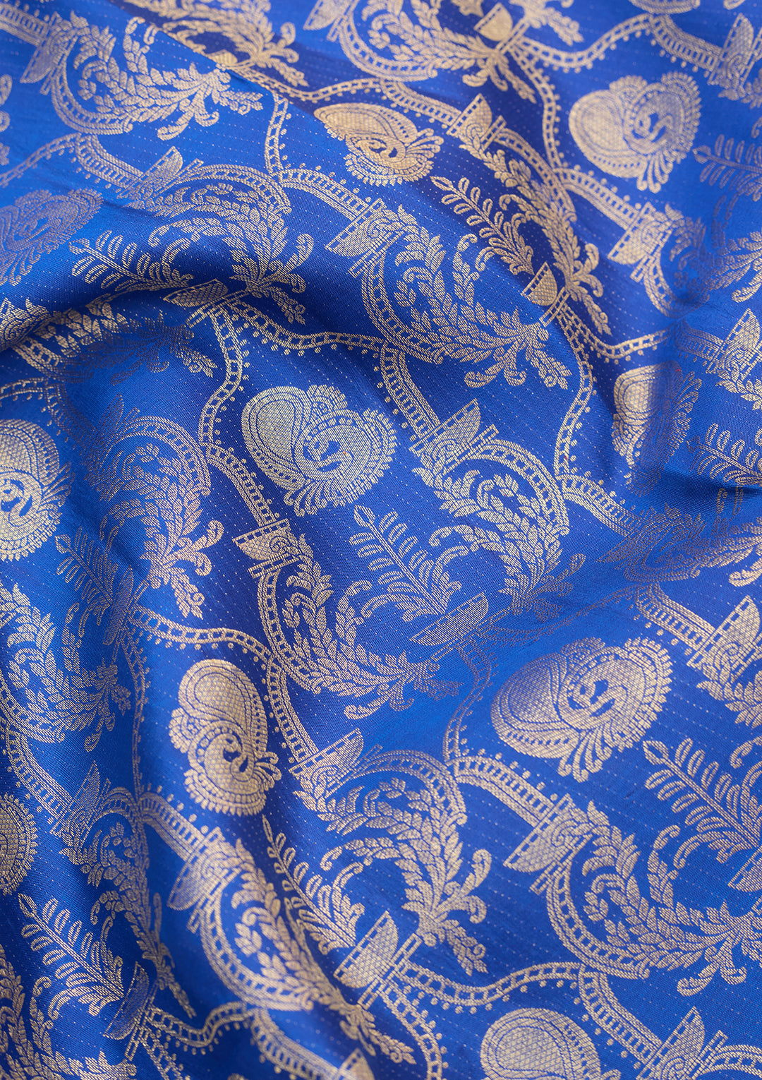 Royal Blue Silk Jaal Saree With Matching Blouse Piece
