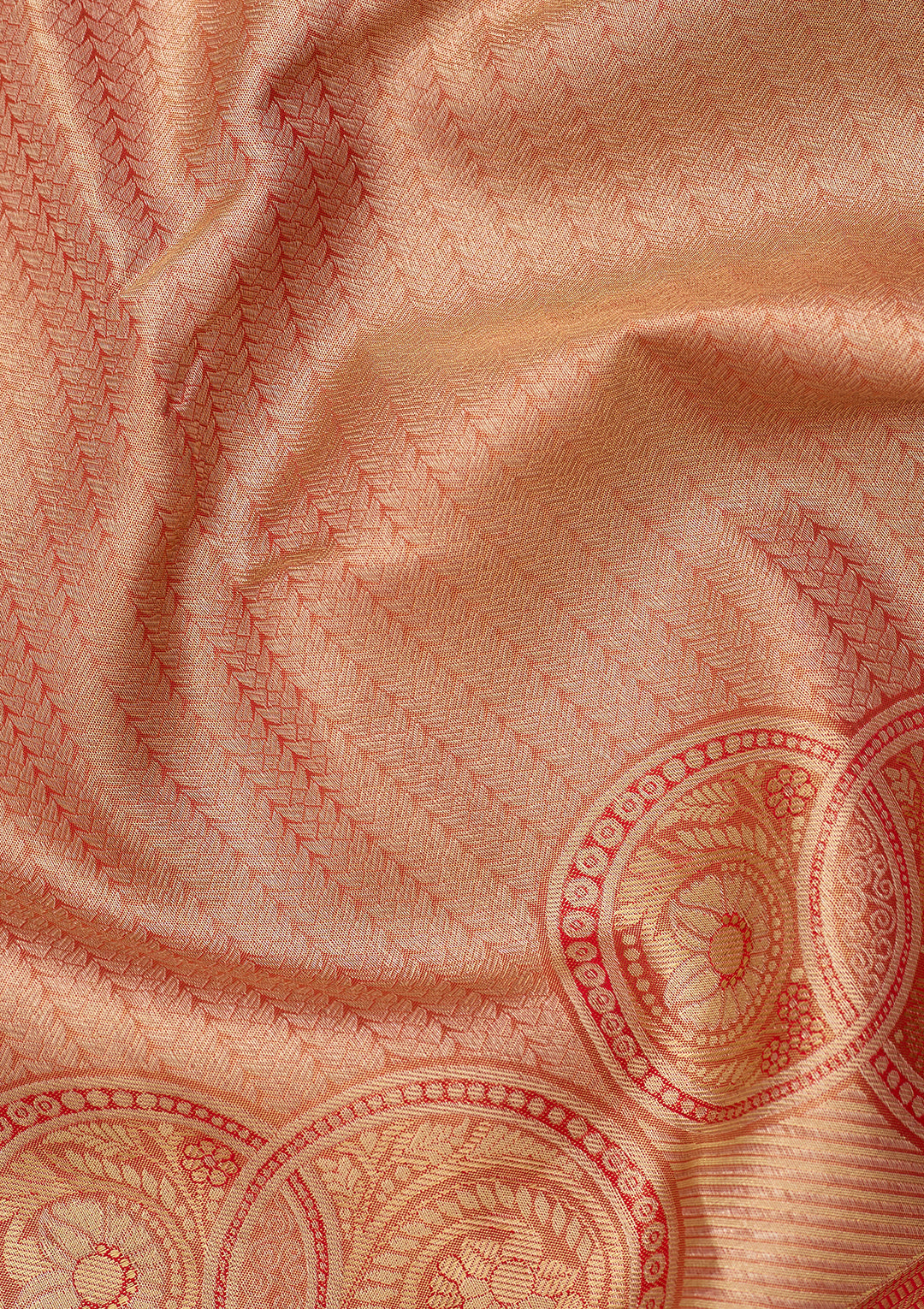 Red Silk Stripes Saree With Matching Blouse Piece