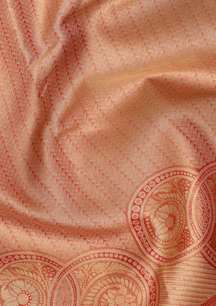Red Silk Stripes Saree With Matching Blouse Piece