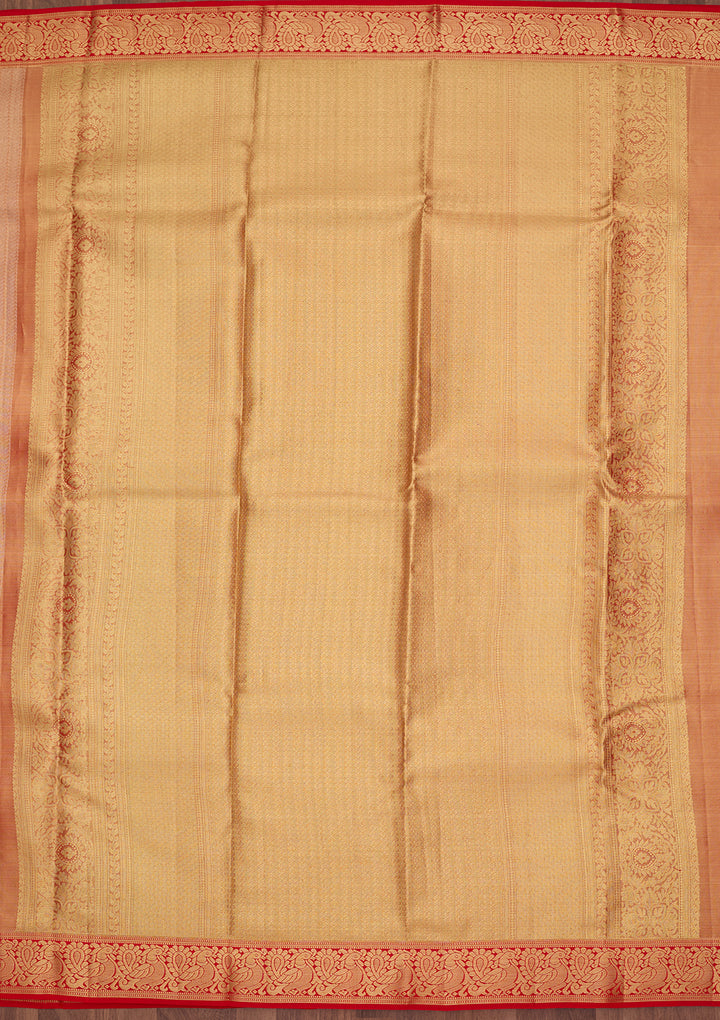 Red Silk Stripes Saree With Matching Blouse Piece