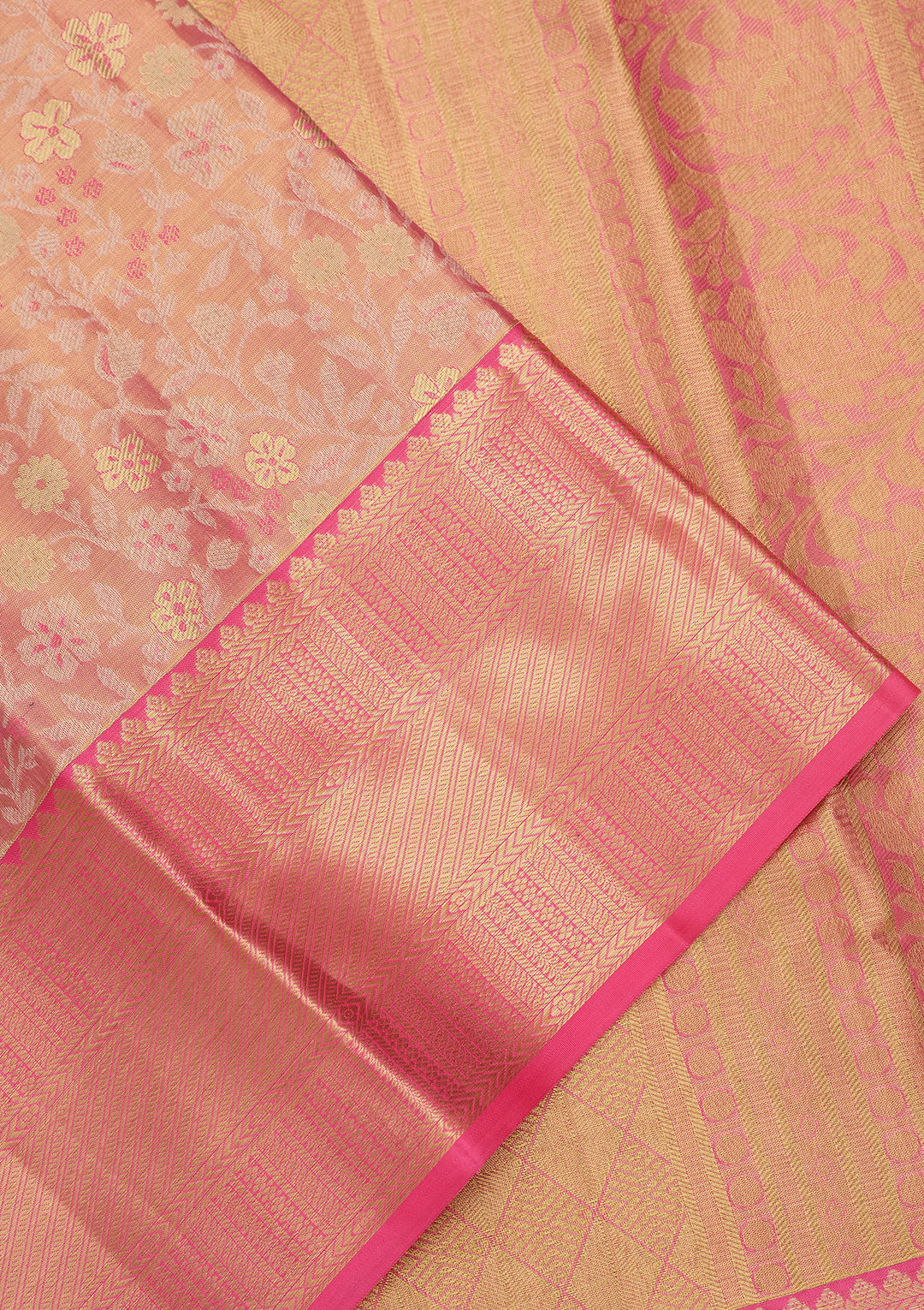 Pink Silk Jaal Saree With Matching Blouse Piece