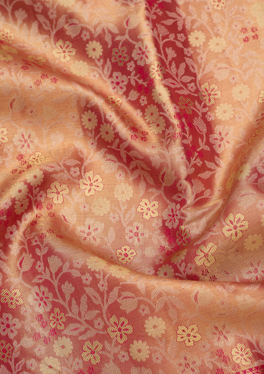 Peach Silk Jaal Saree With Matching Blouse Piece
