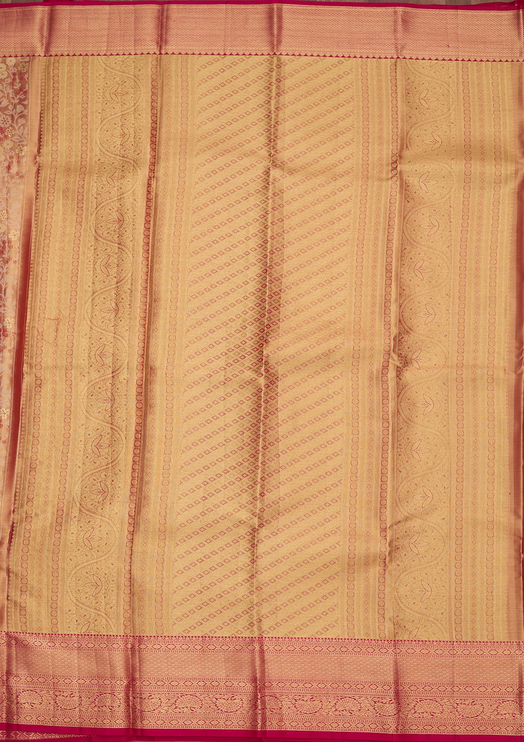 Peach Silk Jaal Saree With Matching Blouse Piece