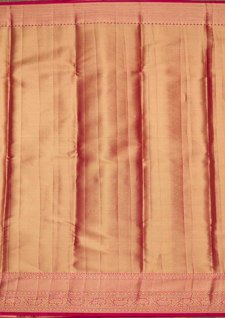Peach Silk Jaal Saree With Matching Blouse Piece