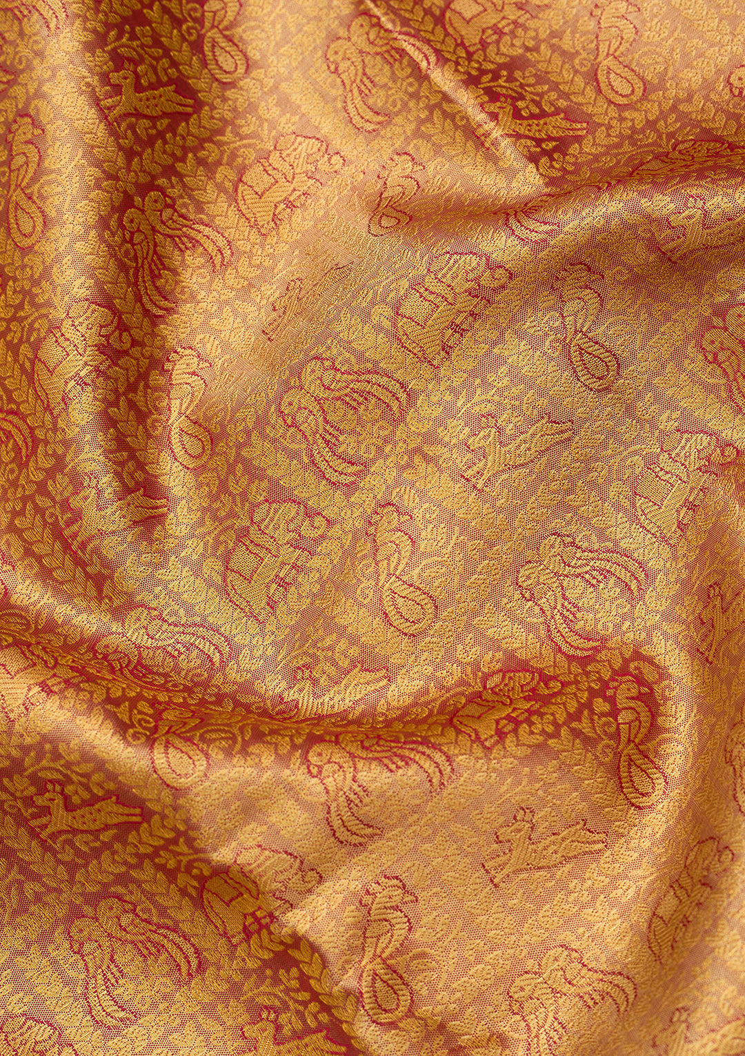 Peach Silk Checks Saree With Matching Blouse Piece