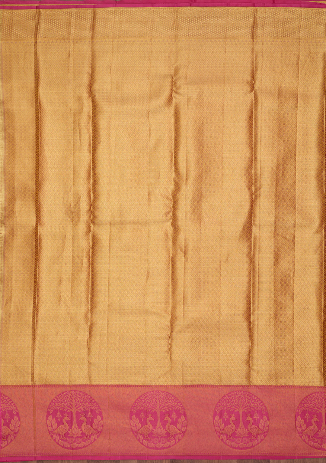 Peach Silk Checks Saree With Matching Blouse Piece
