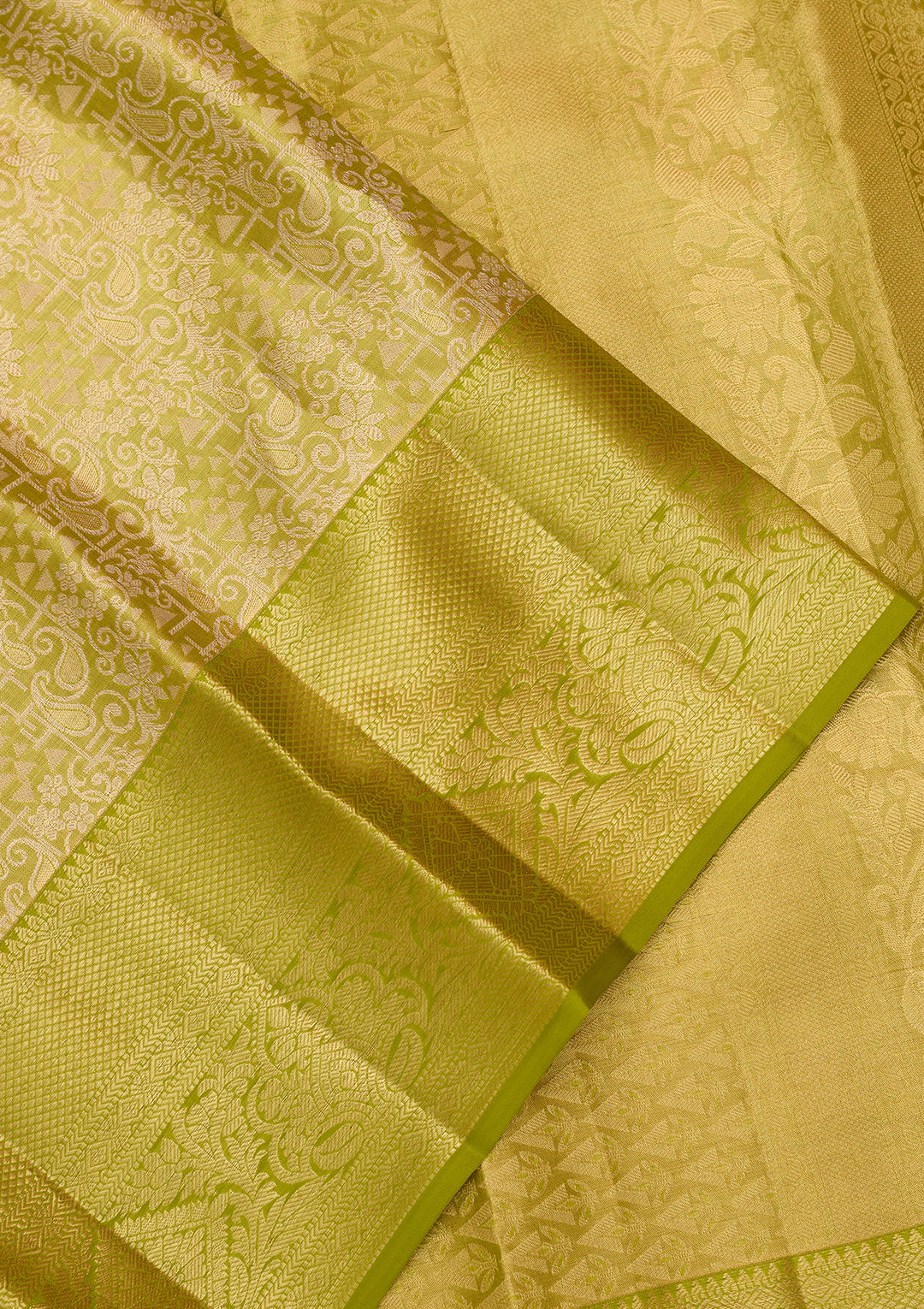 Parrot Green Silk Jaal Saree With Matching Blouse Piece