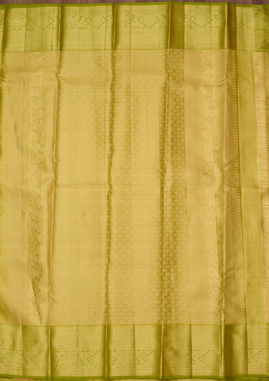 Parrot Green Silk Jaal Saree With Matching Blouse Piece