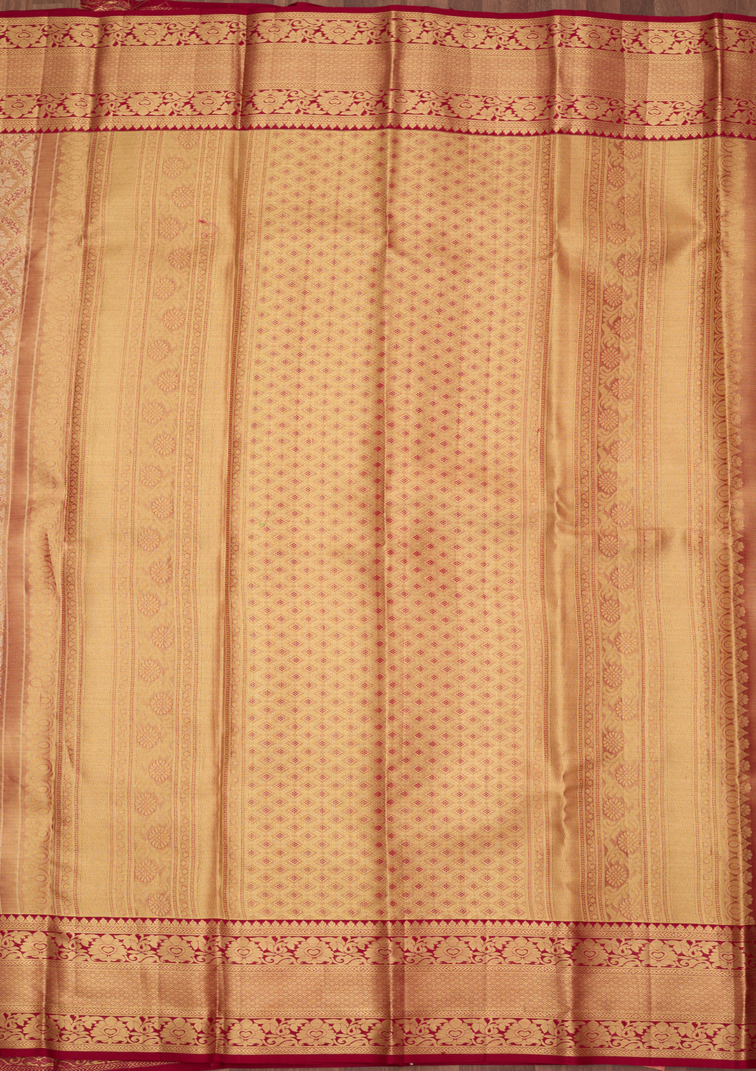 Peach Silk Jaal Saree With Matching Blouse Piece