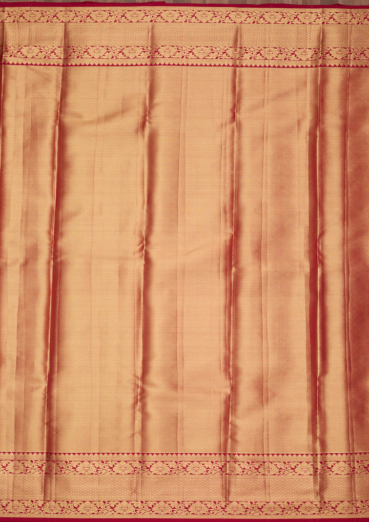 Peach Silk Jaal Saree With Matching Blouse Piece