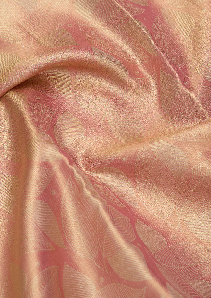 Pink Silk Jaal Saree With Matching Blouse Piece