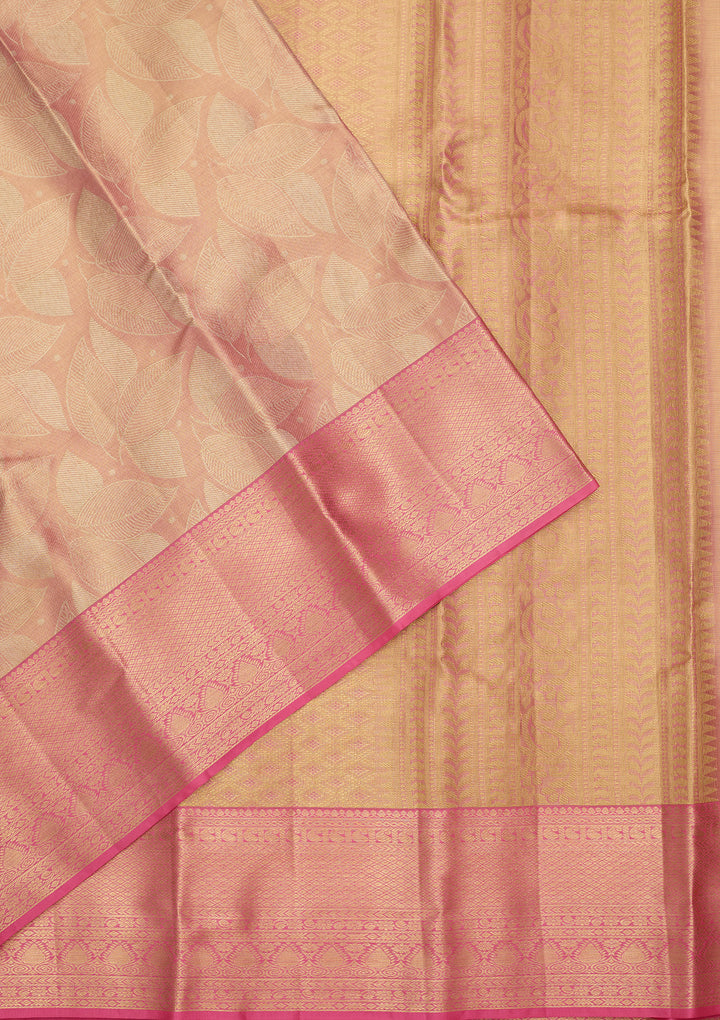 Pink Silk Jaal Saree With Matching Blouse Piece