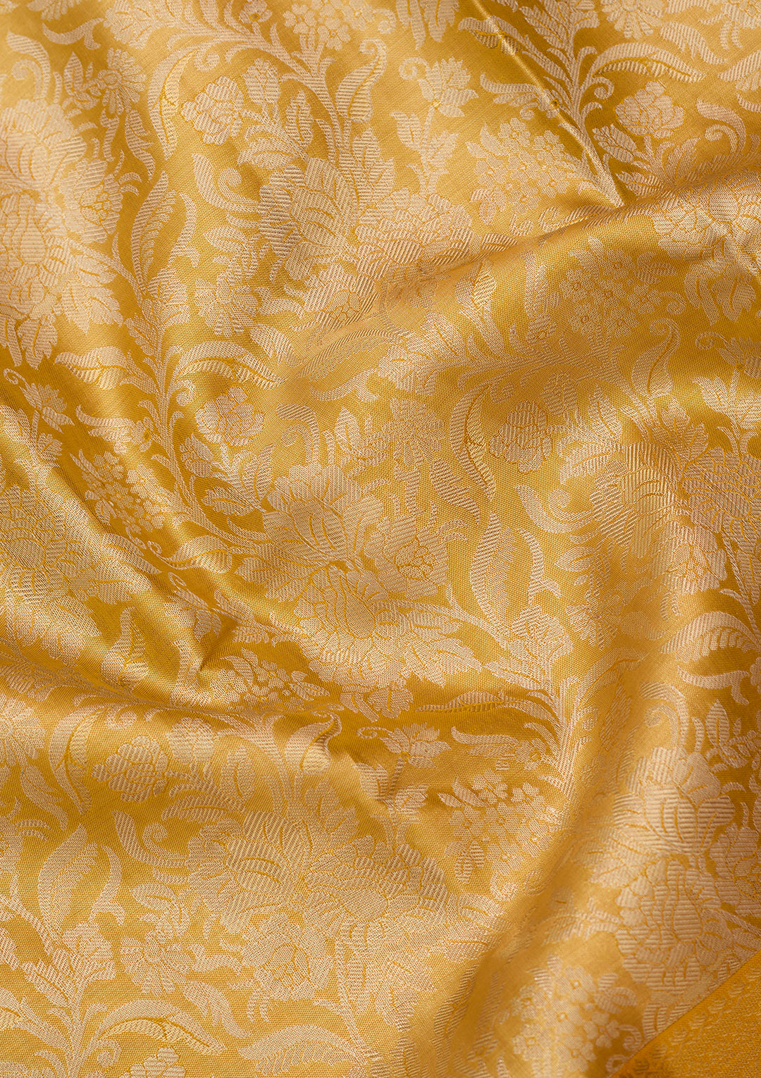 Yellow Silk Jaal Saree With Matching Blouse Piece