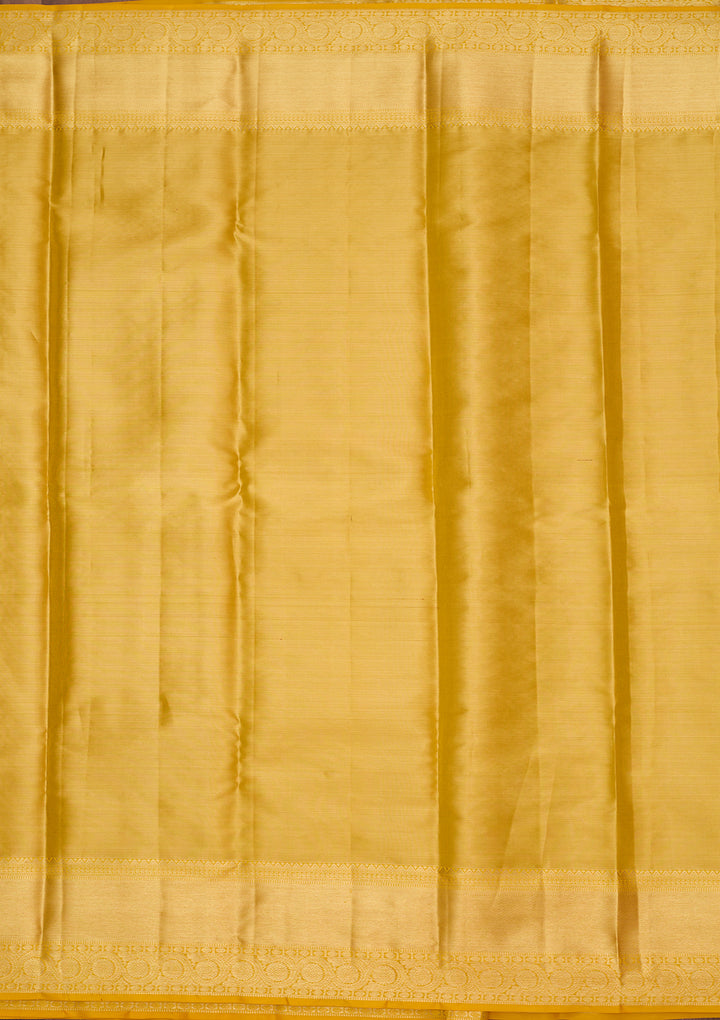 Yellow Silk Jaal Saree With Matching Blouse Piece