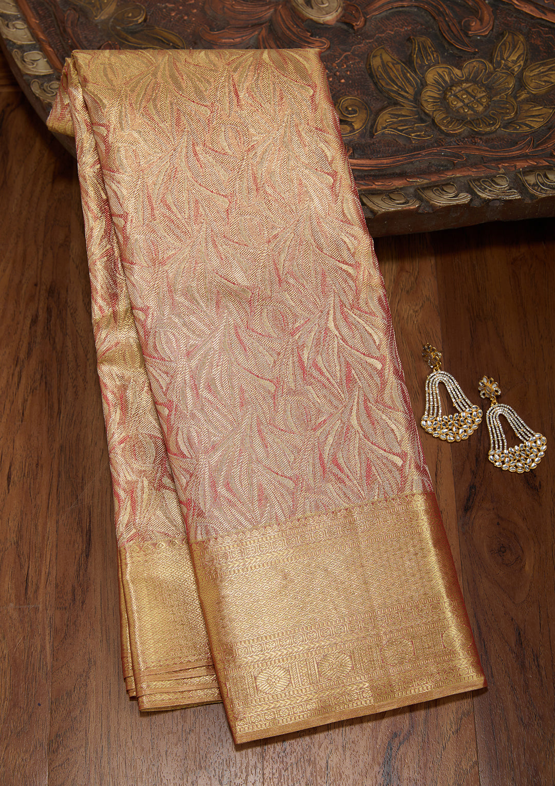 Gold Dharmavaram Pure Silk Saree