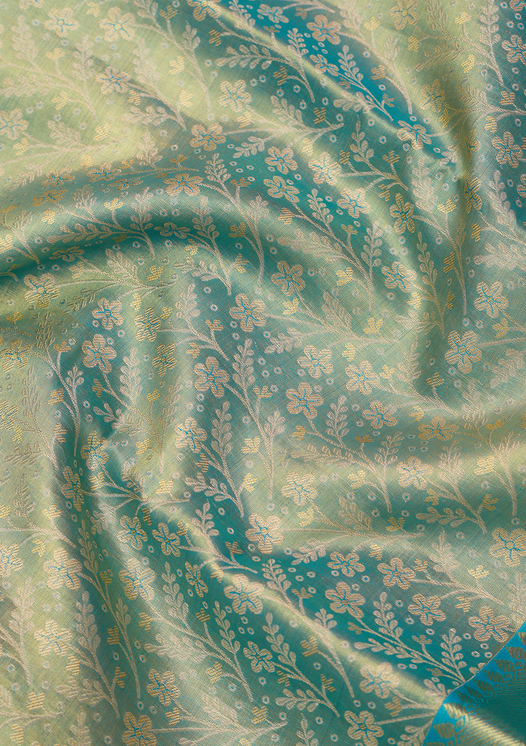 Sea Green Silk Jaal Saree With Matching Blouse Piece