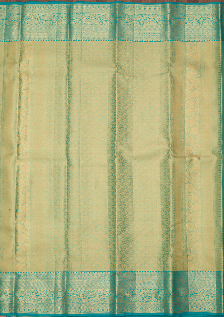 Sea Green Silk Jaal Saree With Matching Blouse Piece