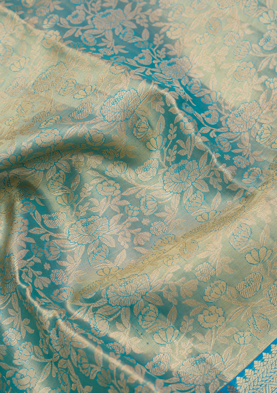Sky Blue Silk Jaal Saree With Matching Blouse Piece