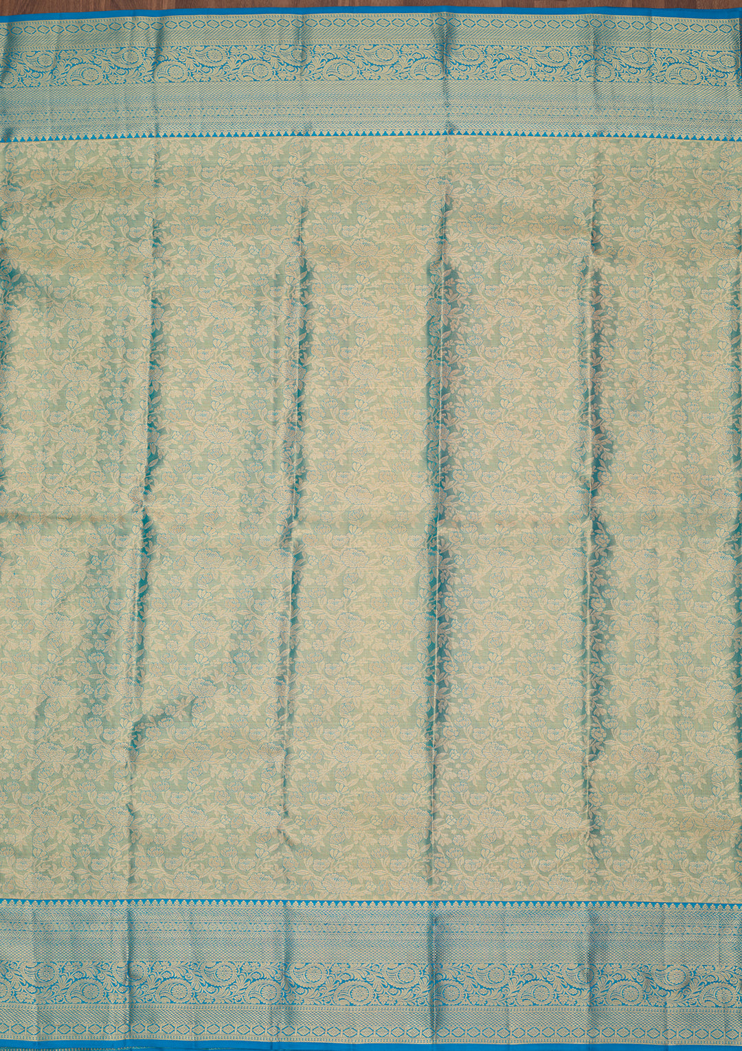 Sky Blue Silk Jaal Saree With Matching Blouse Piece