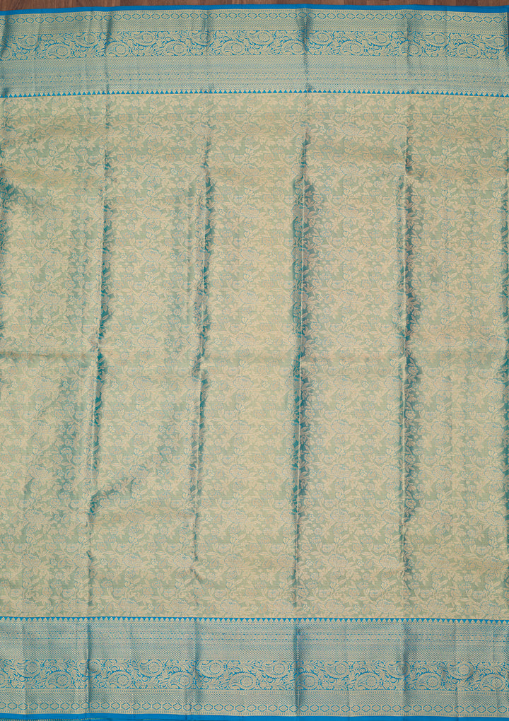 Sky Blue Silk Jaal Saree With Matching Blouse Piece