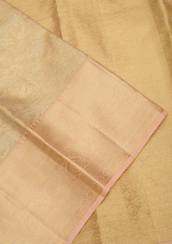 Beige Dharmavaram Pure Silk Saree