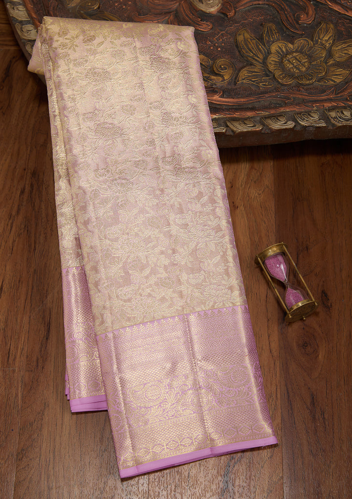 Lavender Dharmavaram Pure Silk Saree